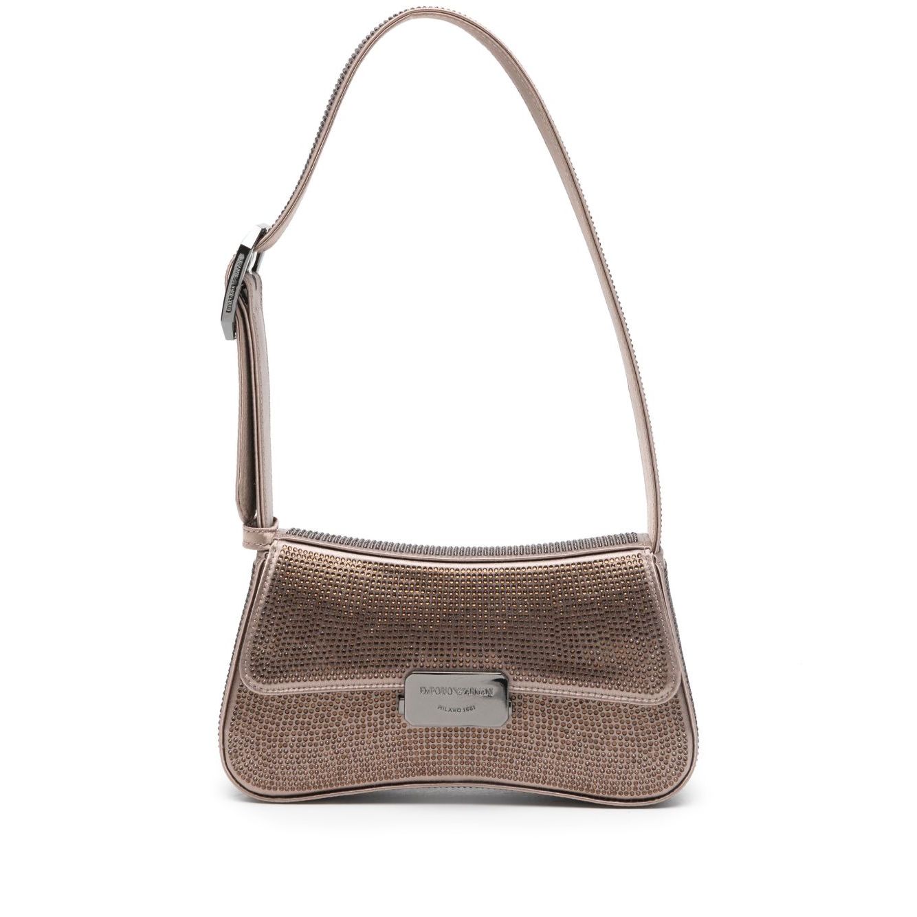 Emporio Armani Satin shoulder bag with rhinestones