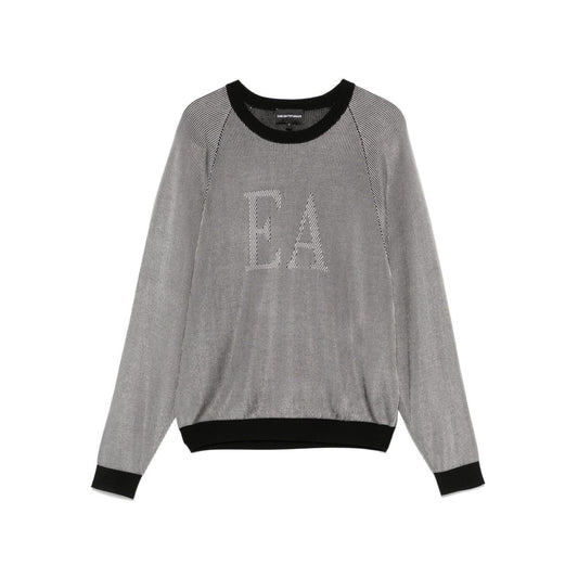 Emporio Armani Two-tone fisherman’s rib jumper with EA logo