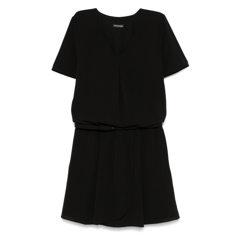Emporio Armani Short dress with gathered waist and belt in flowing crepe EW000835AF12516UC001-P25