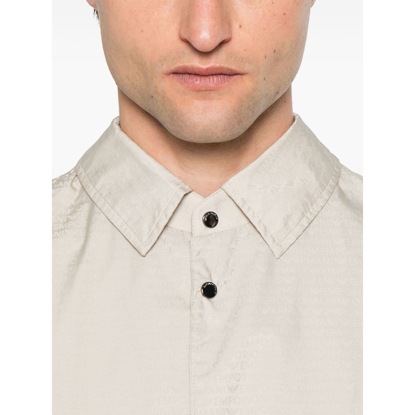 Emporio Armani Blouson with internal nylon bib jacquard all-over lettering Jackets