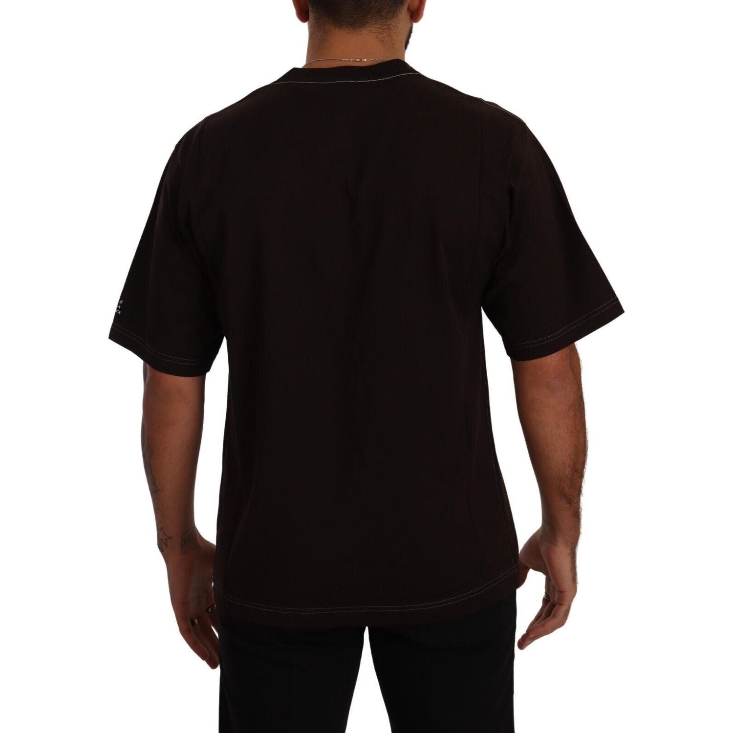 تي شيرت L'Amore الأنيق باللون العنابي من Dolce &amp; Gabbana بفتحة رقبة دائرية