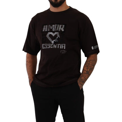 Dolce & Gabbana Bordeaux Cotton L-Amore Print Crewneck T-shirt