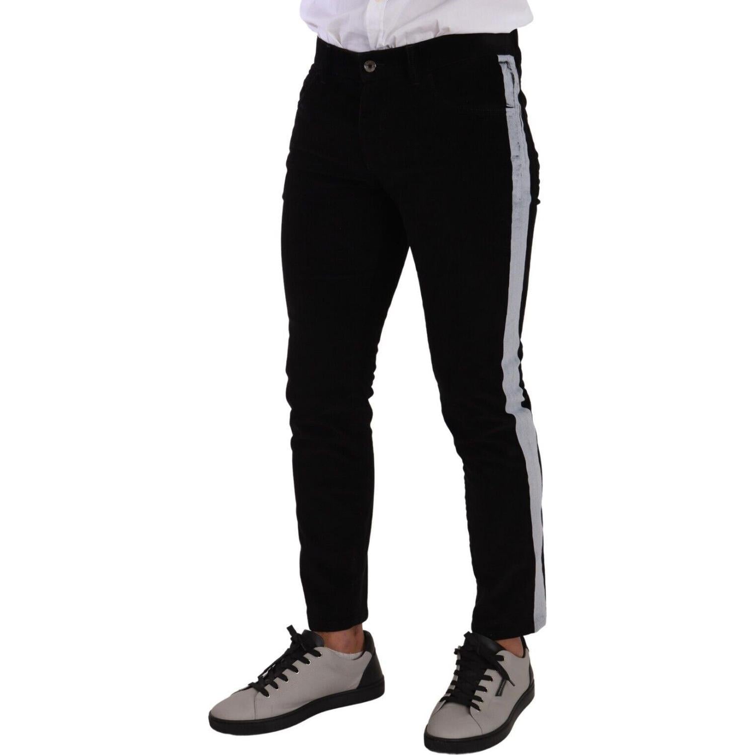 بنطلون جينز أسود أنيق من القطن بقصّة Slim-Fit من Dolce &amp; Gabbana