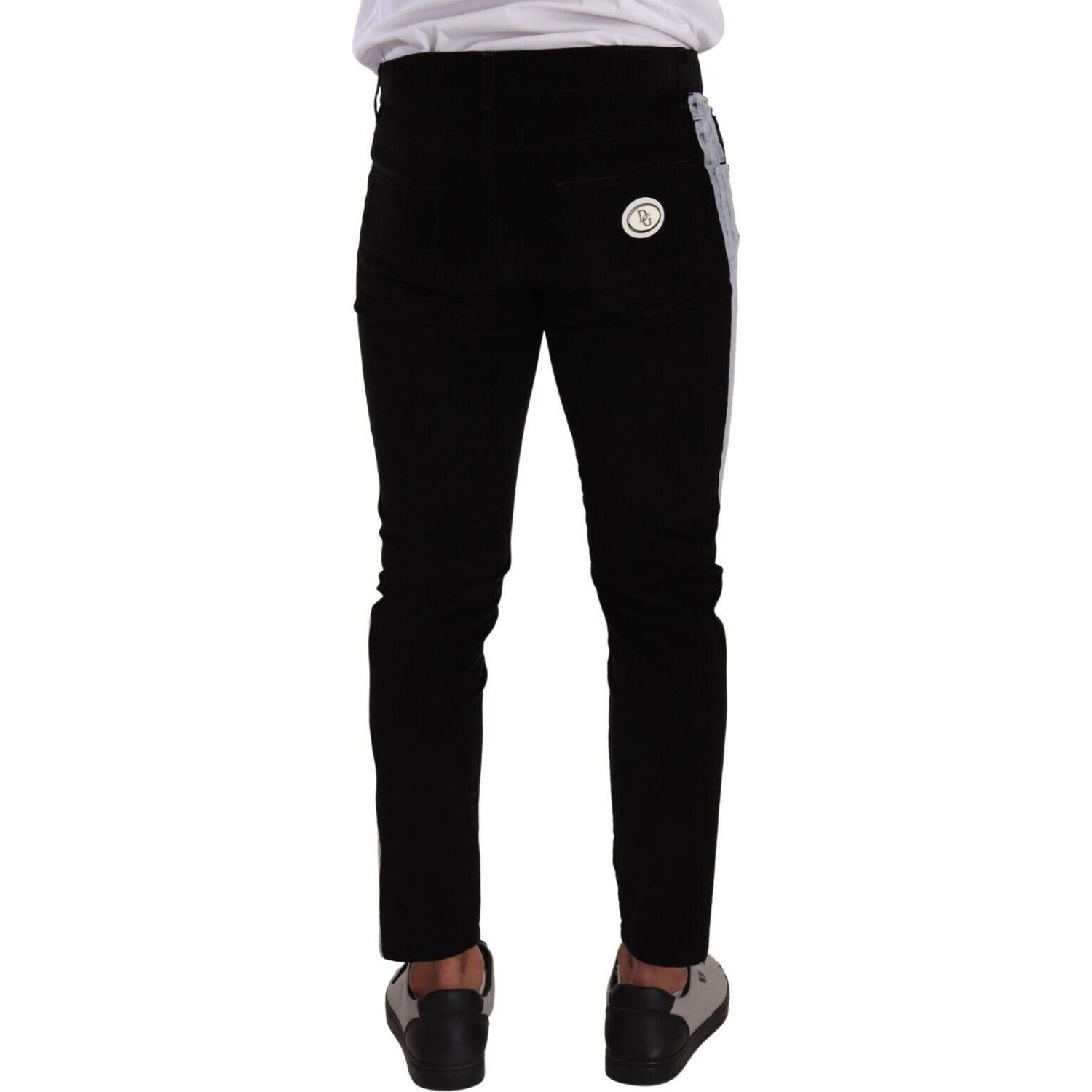 بنطلون جينز أسود أنيق من القطن بقصّة Slim-Fit من Dolce &amp; Gabbana