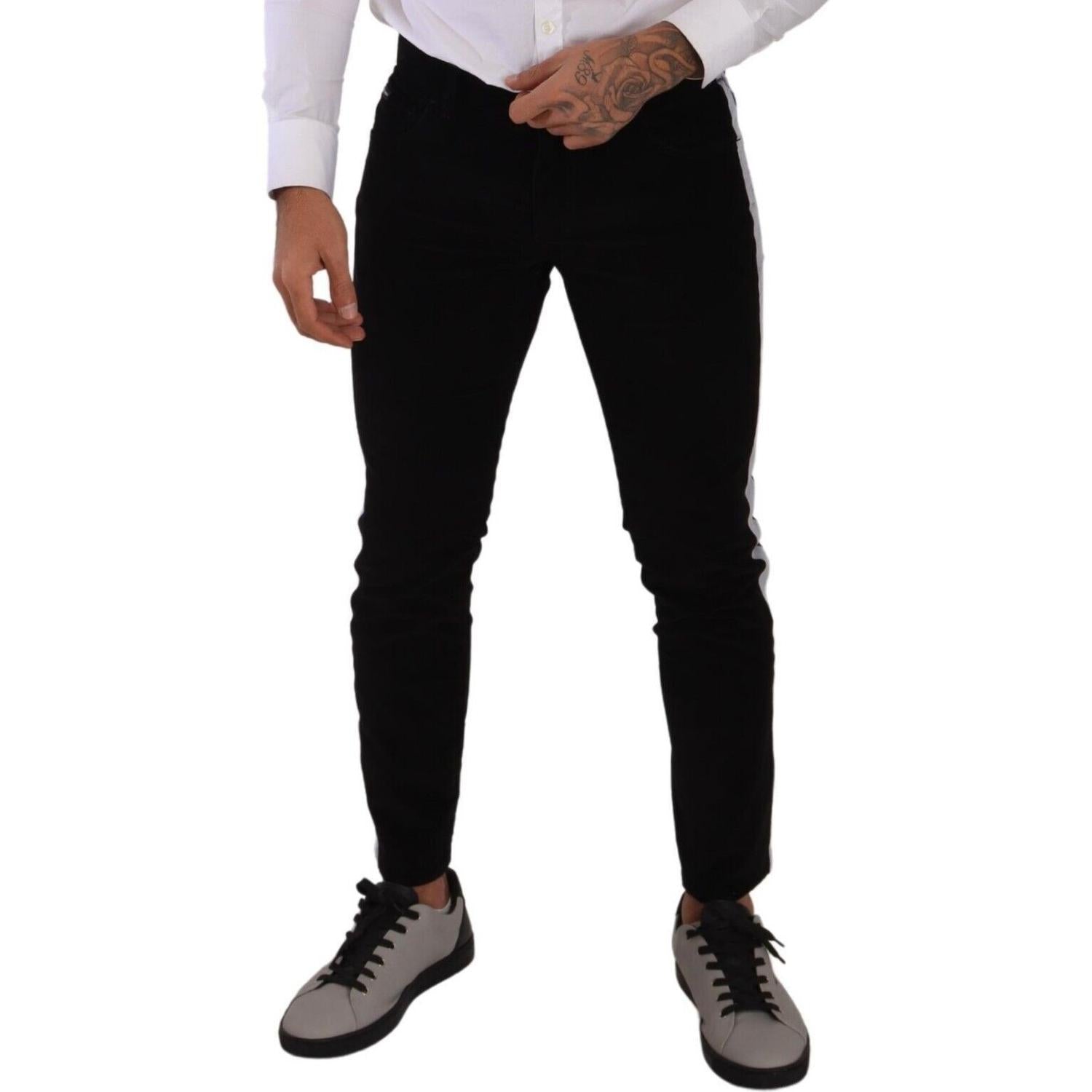 بنطلون جينز أسود أنيق من القطن بقصّة Slim-Fit من Dolce &amp; Gabbana