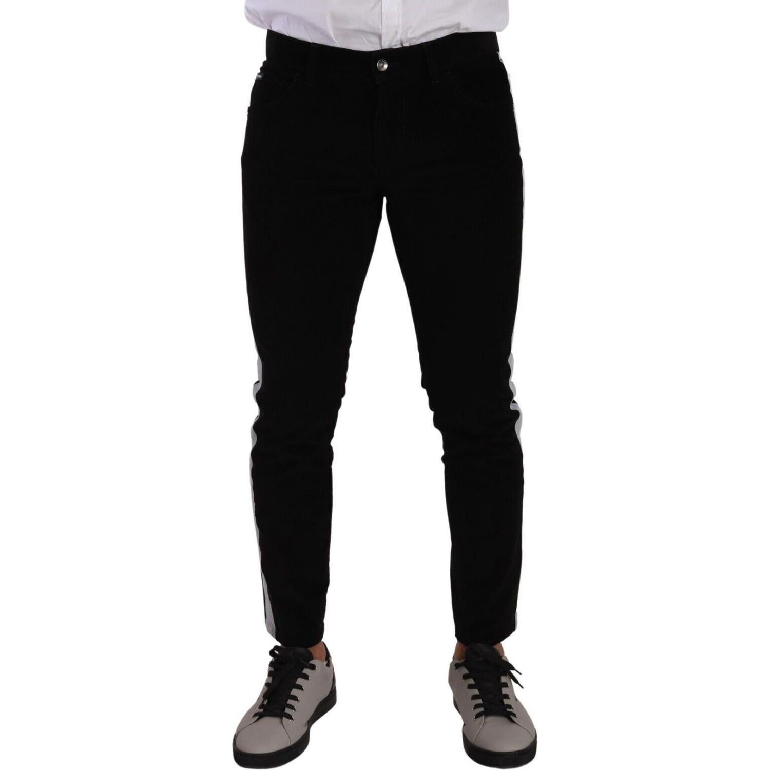 بنطلون جينز أسود أنيق من القطن بقصّة Slim-Fit من Dolce &amp; Gabbana