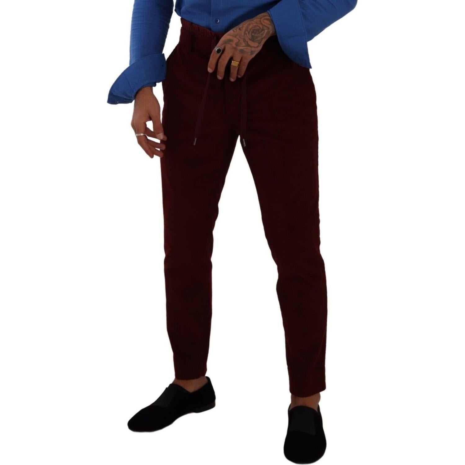 بنطلون مخملي أنيق باللون البوردو من دولتشي آند غابانا