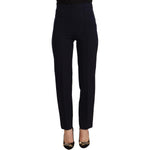 AGLINI Black High Waist Polyester Women Straight Pants PAN72456 - 40