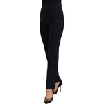 AGLINI Black High Waist Polyester Women Straight Pants PAN72456 - 40