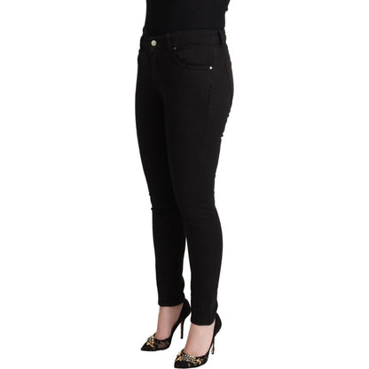 Dolce & Gabbana Black Cotton Mid Waist Denim Slim Fit Jeans