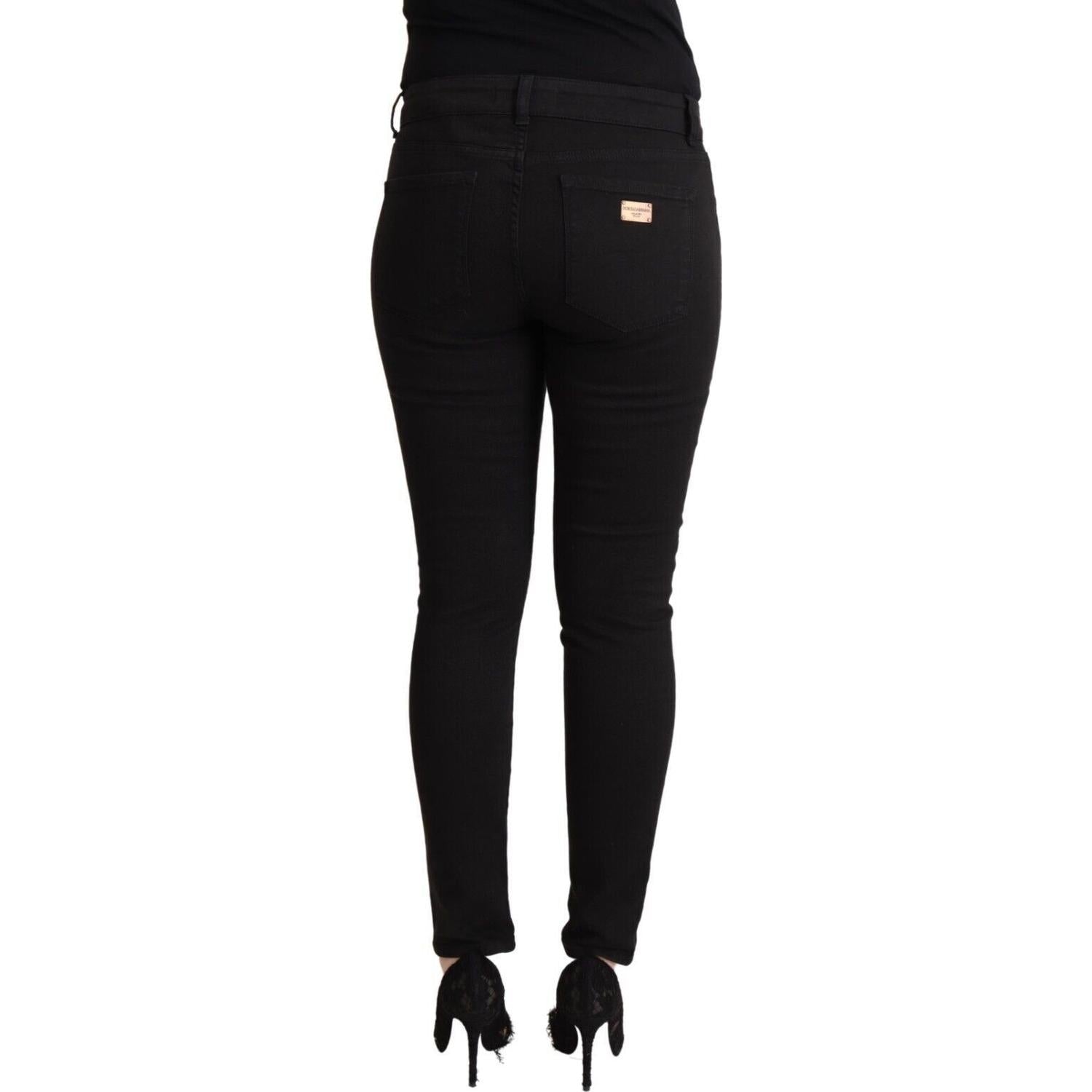 بنطلون جينز دولتشي آند غابانا شيك بقصّة Slim Fit باللون الأسود