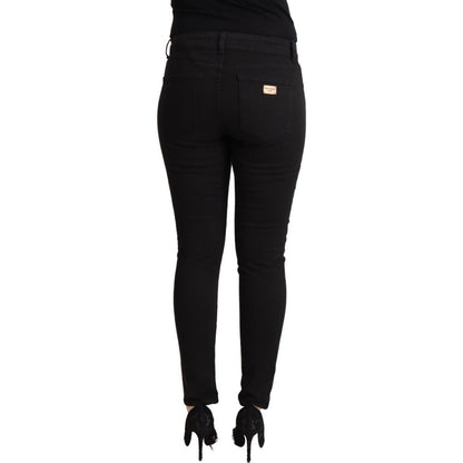 Dolce & Gabbana Black Cotton Mid Waist Denim Slim Fit Jeans