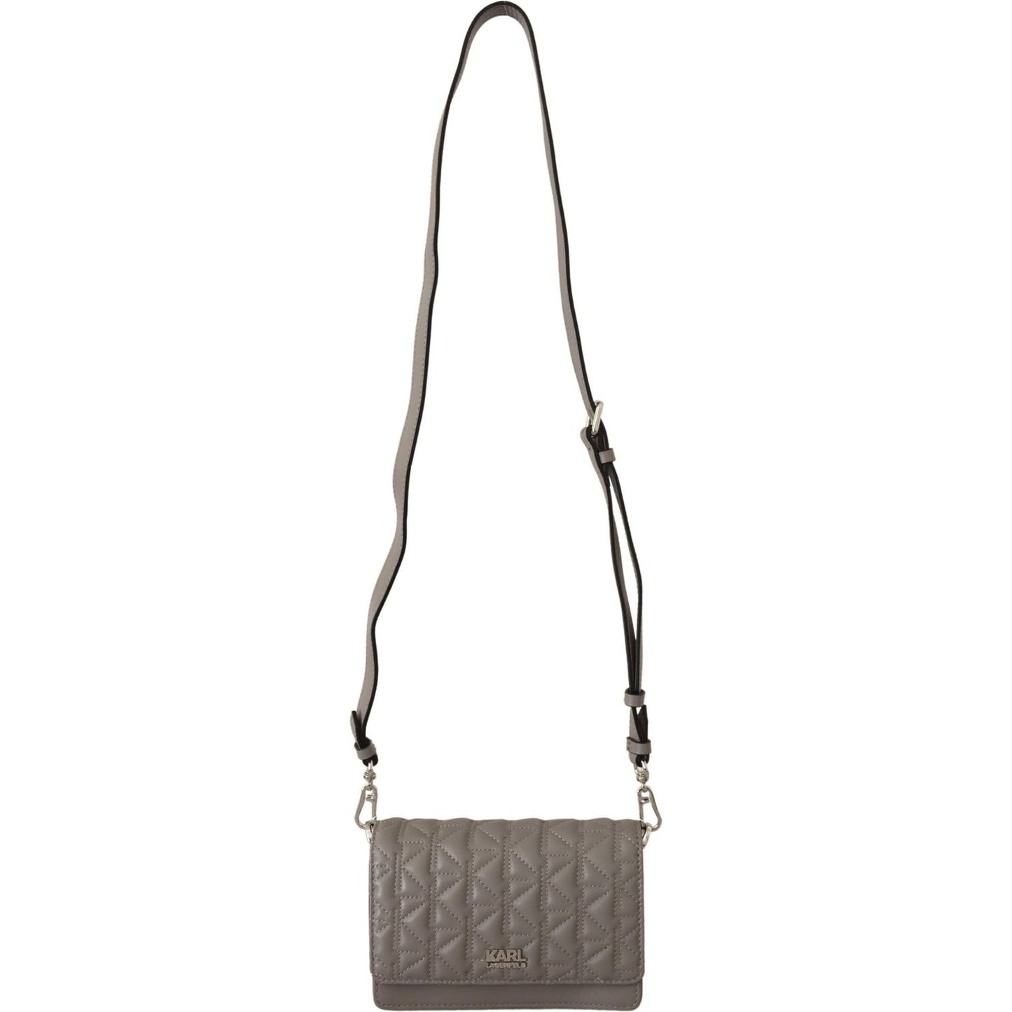 Karl Lagerfeld Elegant Grey Leather Crossbody Bag 8720092391252