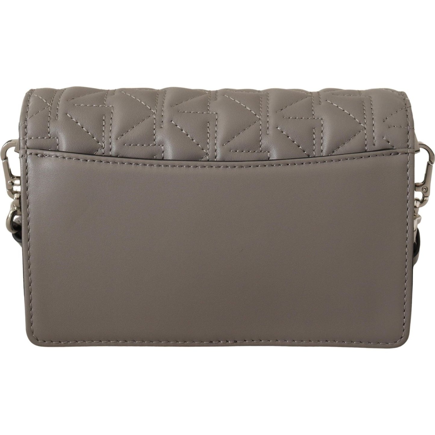 Karl Lagerfeld Elegant Grey Leather Crossbody Bag 8720092391252