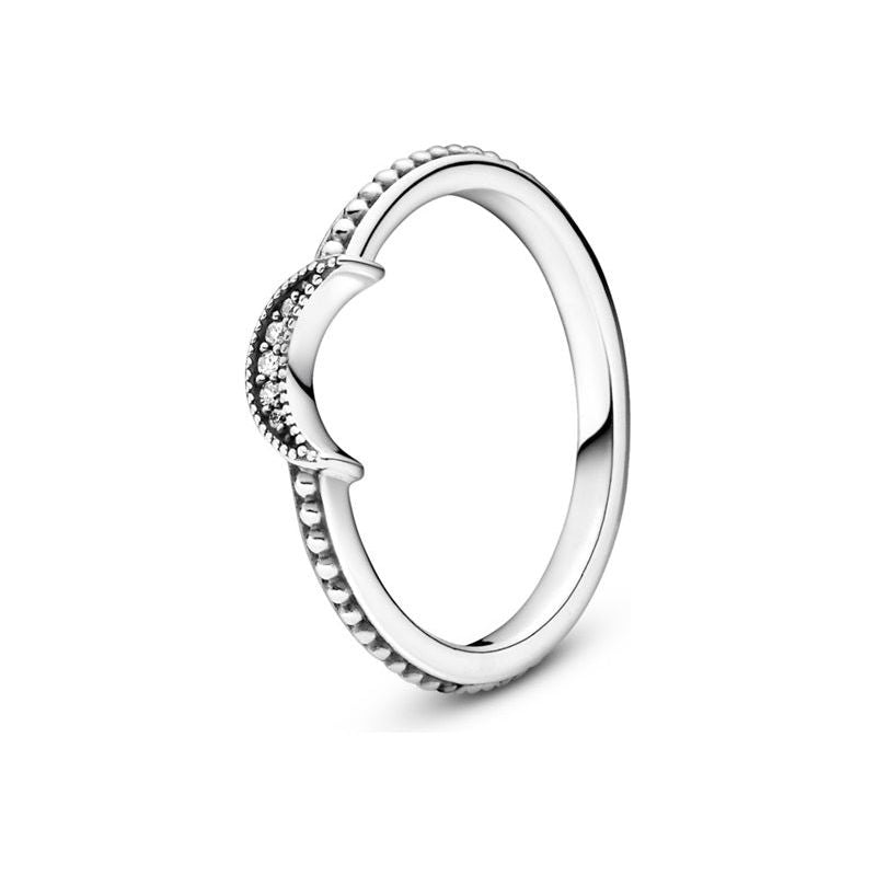 خاتم PANDORA JEWELS موديل CRESCENT MOON BEADED - مقاس 48