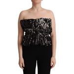 Aniye By Elegant Strapless Sequined Top Aniye By Black