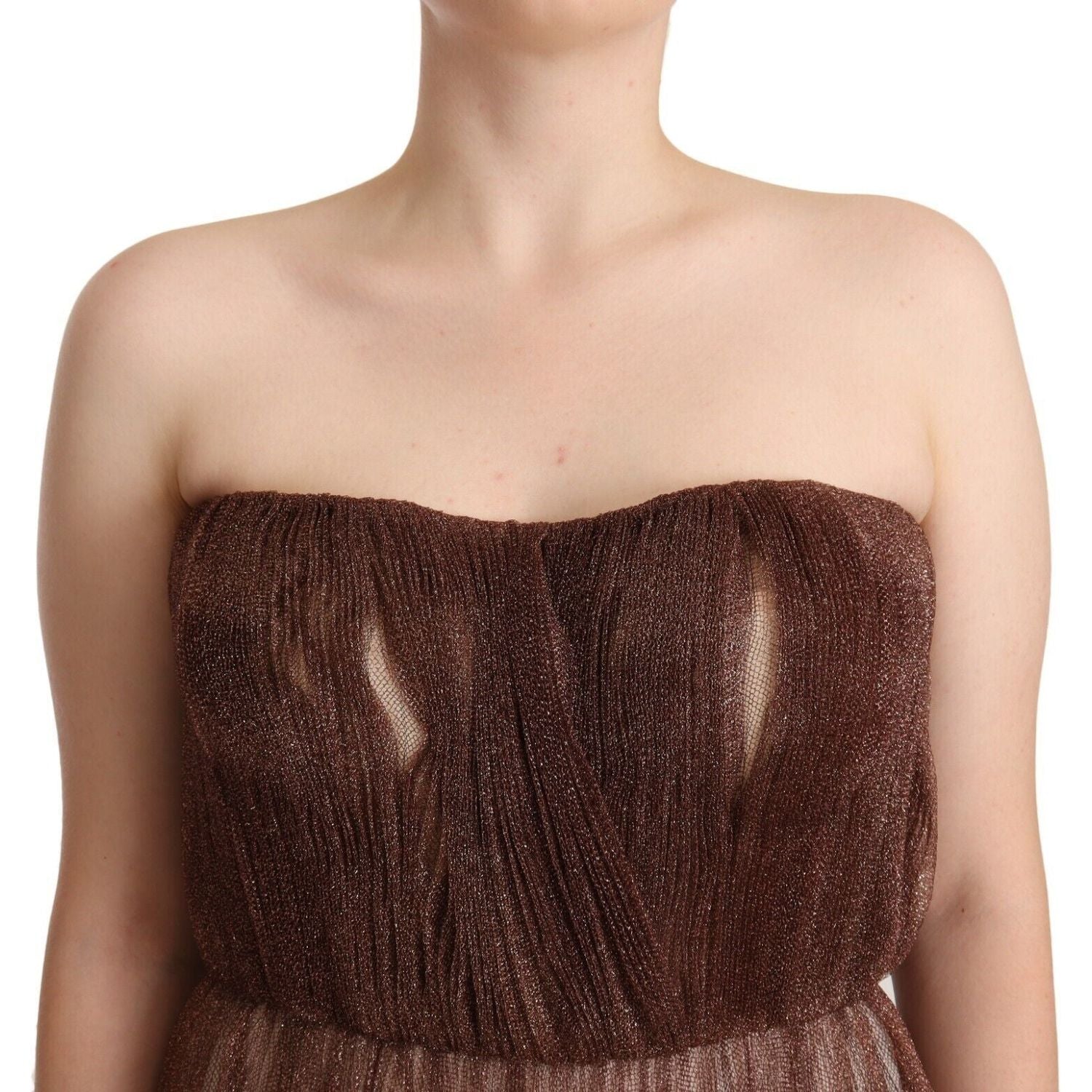 فستان دولتشي آند غابانا الطويل الأنيق باللون البرونزي المعدني