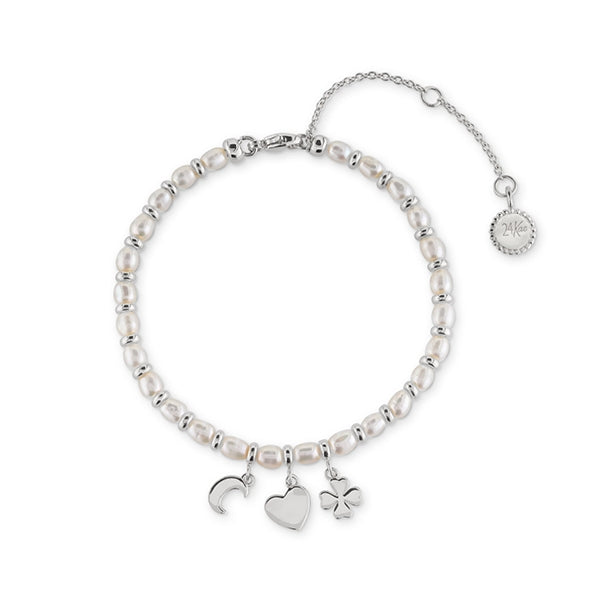 24KAE JEWELS JEWELRY Mod. 22414S bracelet with charms, featuring pearls and silver-tone embellishments.