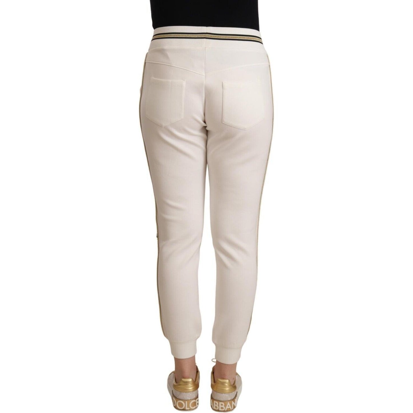 Patrizia Pepe White Polyester Mid Waist Jogger Pants