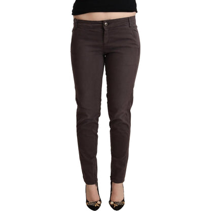 Ermanno Scervino Brown Cotton Low Waist Slim Fit Pants