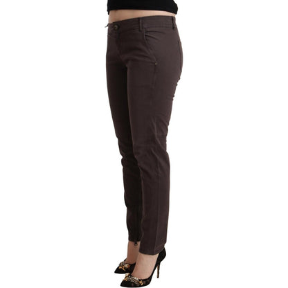 Ermanno Scervino Brown Cotton Low Waist Slim Fit Pants