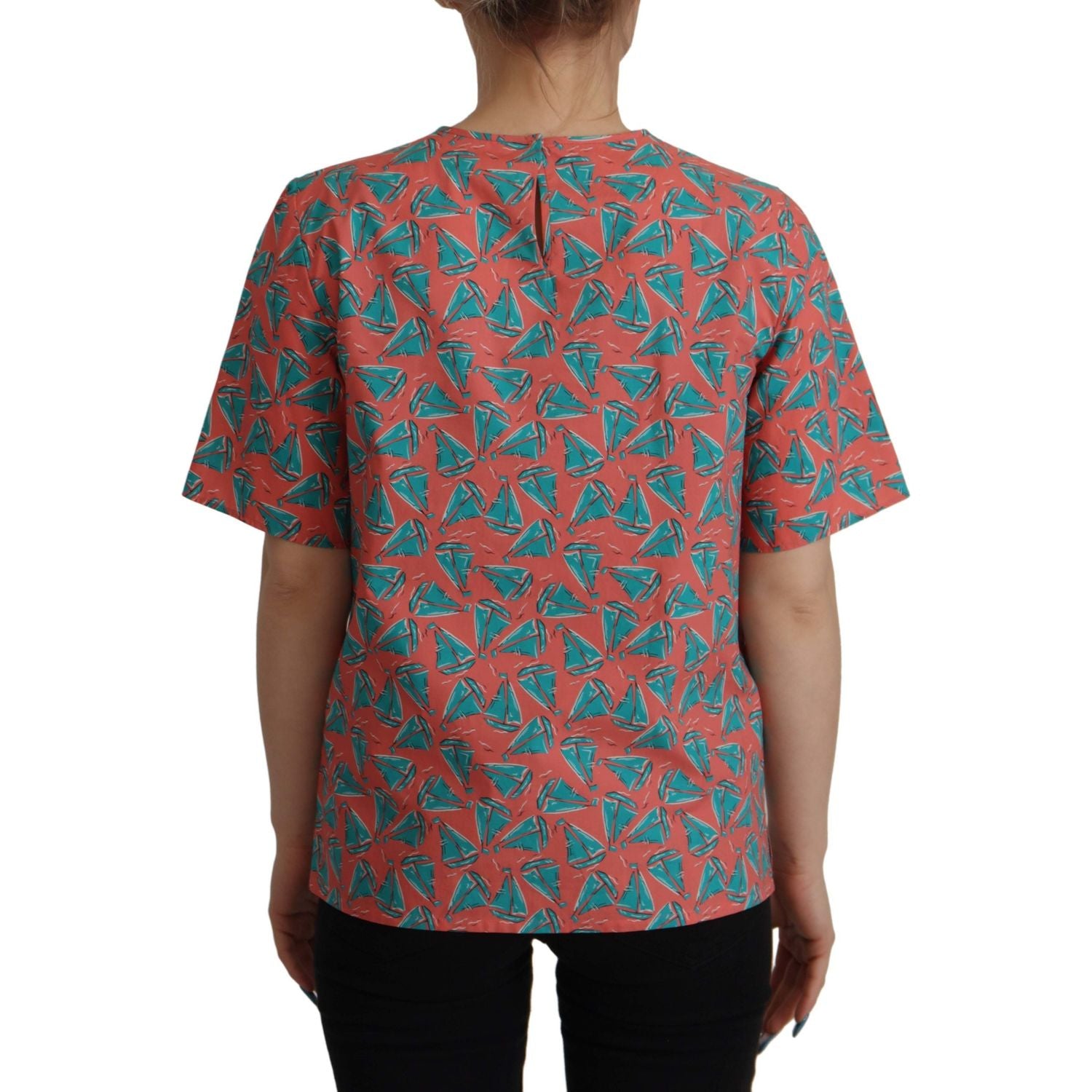 توب من القطن بطبعة قارب شراعي باللون الوردي الأنيق من دولتشي آند غابانا