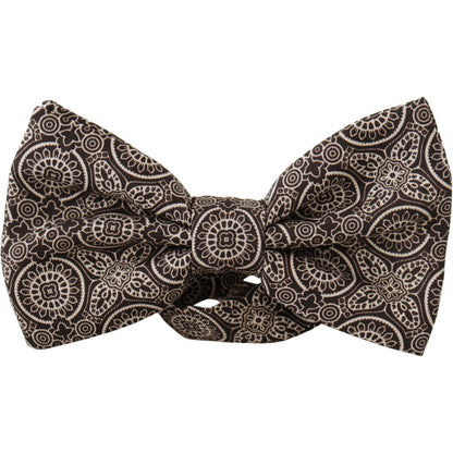 Dolce & Gabbana Black white 100% Silk Adjustable Neck Papillon Tie
