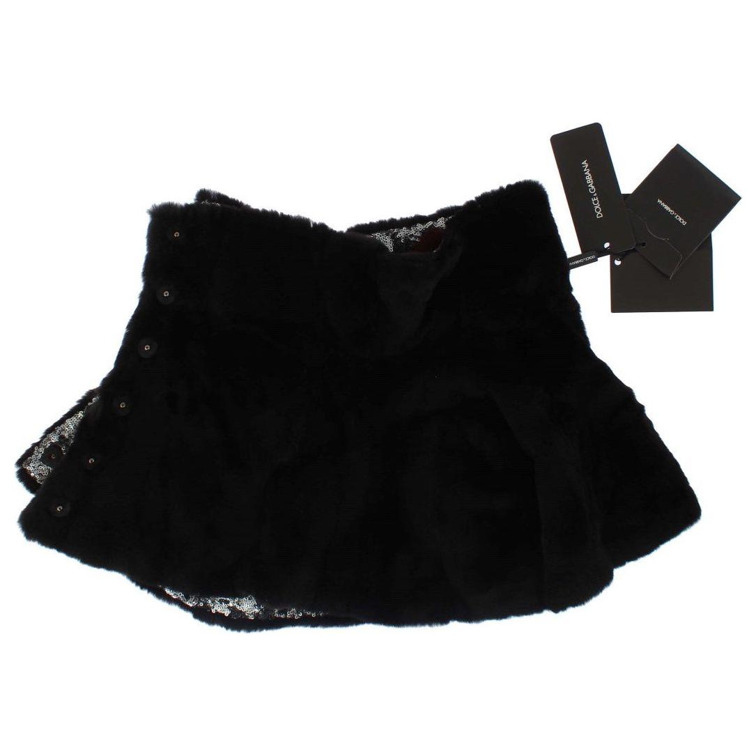 Dolce & Gabbana Silver Sequined Floral Weasel Fur Shoulder Scarf Wrap