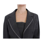 BENCIVENGA Elegant Gray Checkered Sheath Suit Set Suit BENCIVENGA Dark Slate Gray