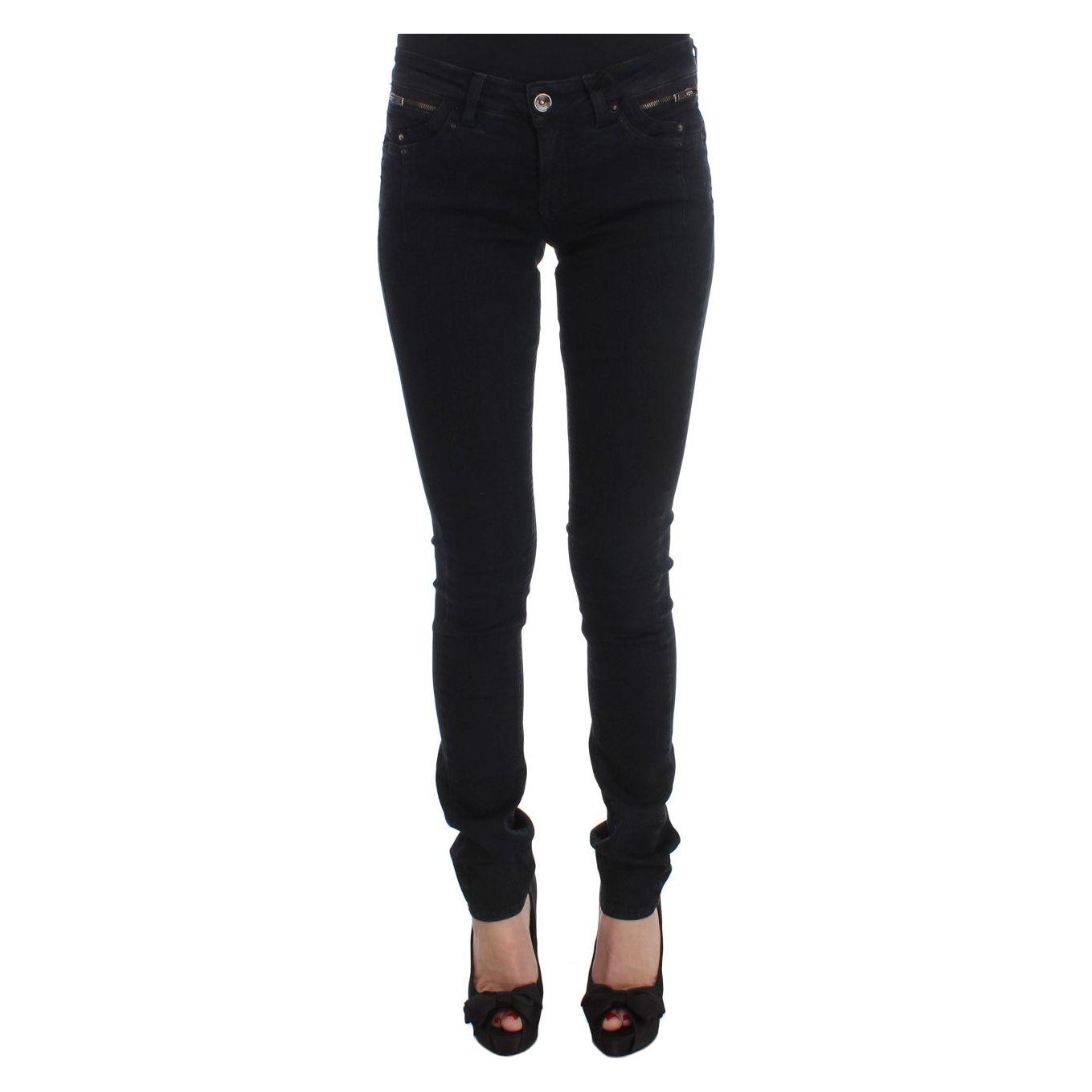 بنطلون جينز أنيق وذو تصميم Slim Fit من Costume National باللون الأسود الكلاسيكي