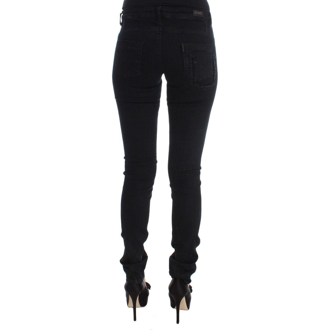 بنطلون جينز أنيق وذو تصميم Slim Fit من Costume National باللون الأسود الكلاسيكي