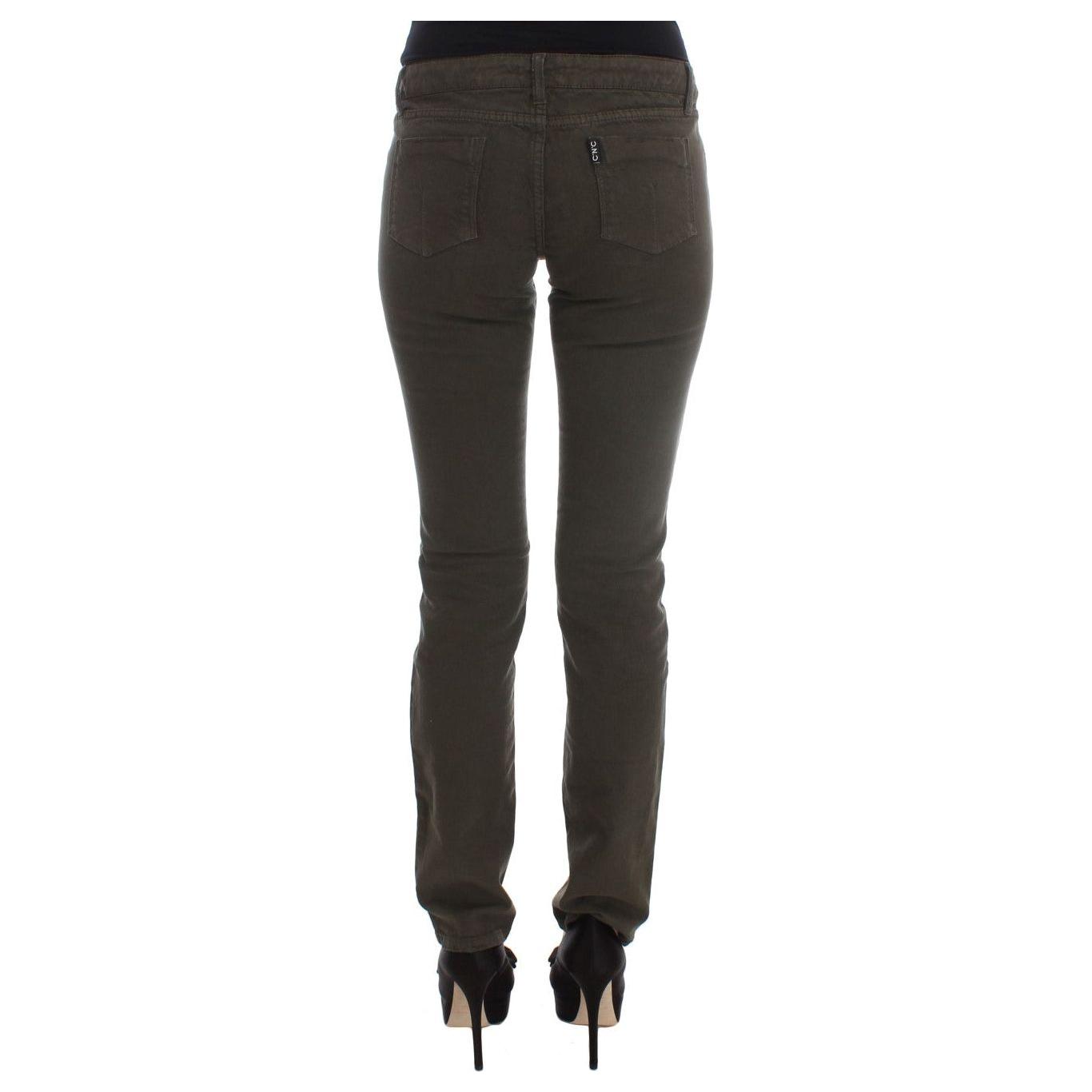 بنطلون جينز قطني أخضر بقصّة Slim Fit من Costume National Chic