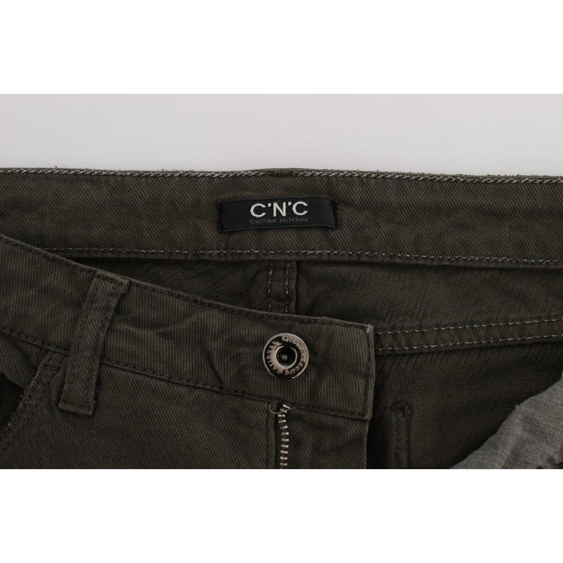 بنطلون جينز قطني أخضر بقصّة Slim Fit من Costume National Chic