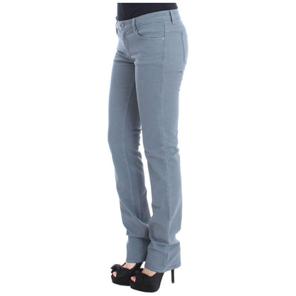 Ermanno Scervino Blue Cotton Blend Slim Fit Bootcut Jeans Jeans & Pants