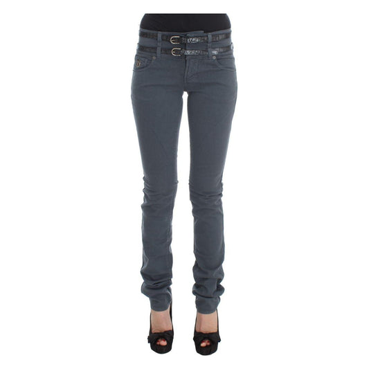 John Galliano Sleek Slim Fit Italian Jeans in Chic Blue Jeans & Pants John Galliano Dark Slate Gray