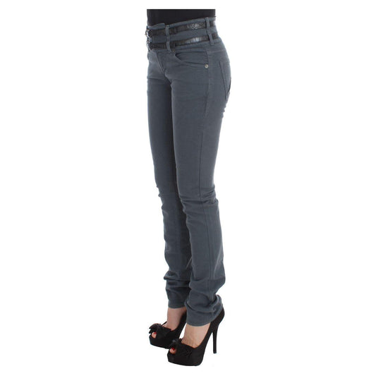 John Galliano Sleek Slim Fit Italian Jeans in Chic Blue Jeans & Pants John Galliano Dark Slate Gray
