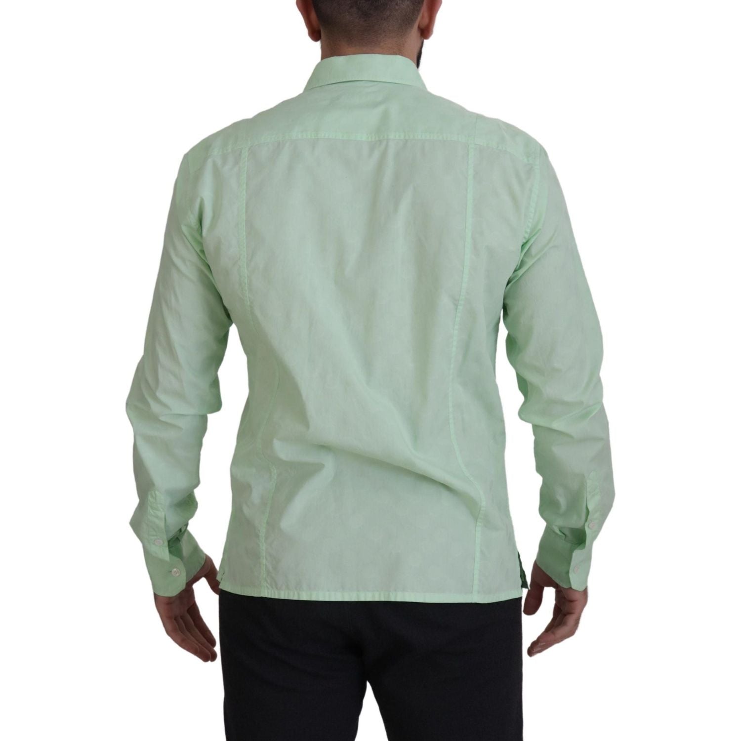 قميص دولتشي آند غابانا بقصّة Slim Fit وأزرار للأسفل باللون الأخضر النعناعي
