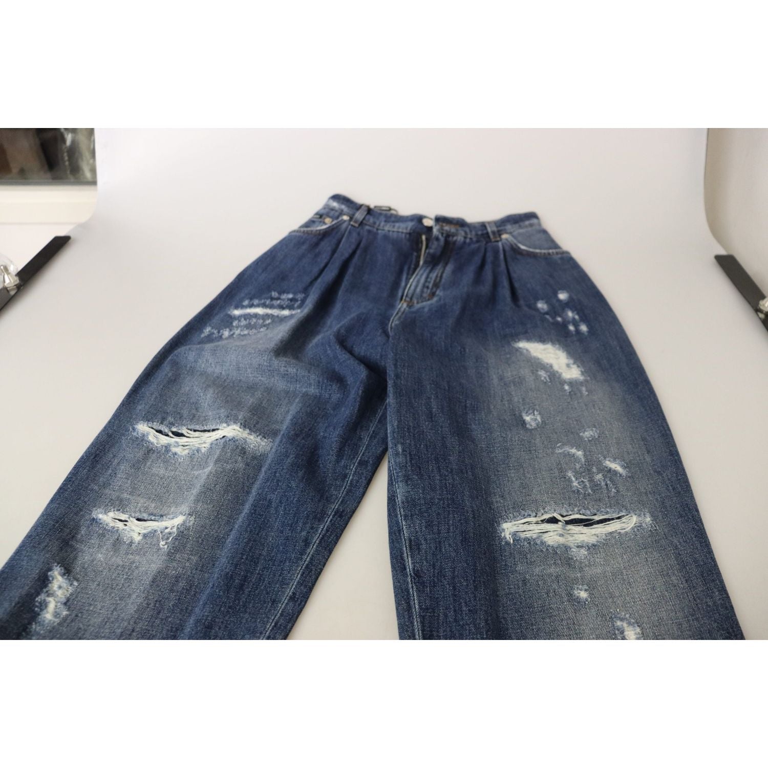 بنطلون جينز ضيق بخصر مرتفع من دولتشي آند غابانا - أزرق أنيق مغسول