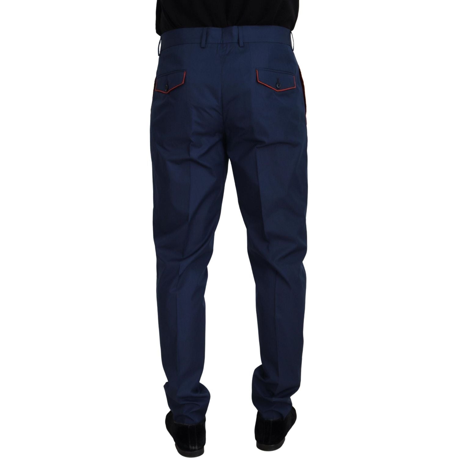 بنطلون شينو أنيق بقصّة Slim Fit من Dolce &amp; Gabbana باللون الأزرق من مزيج الحرير
