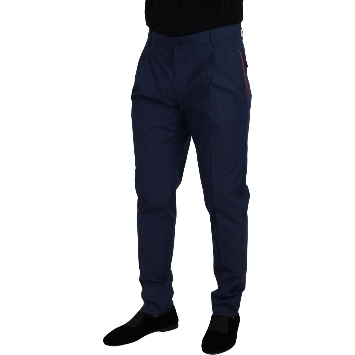 بنطلون شينو أنيق بقصّة Slim Fit من Dolce &amp; Gabbana باللون الأزرق من مزيج الحرير