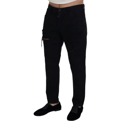 Dolce & Gabbana Black Loose Regular Torn Cotton Jeans Jeans & Pants