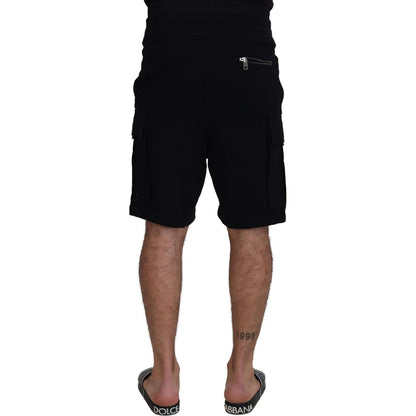 Dolce & Gabbana Black Cotton Bermuda Cargo Shorts Shorts