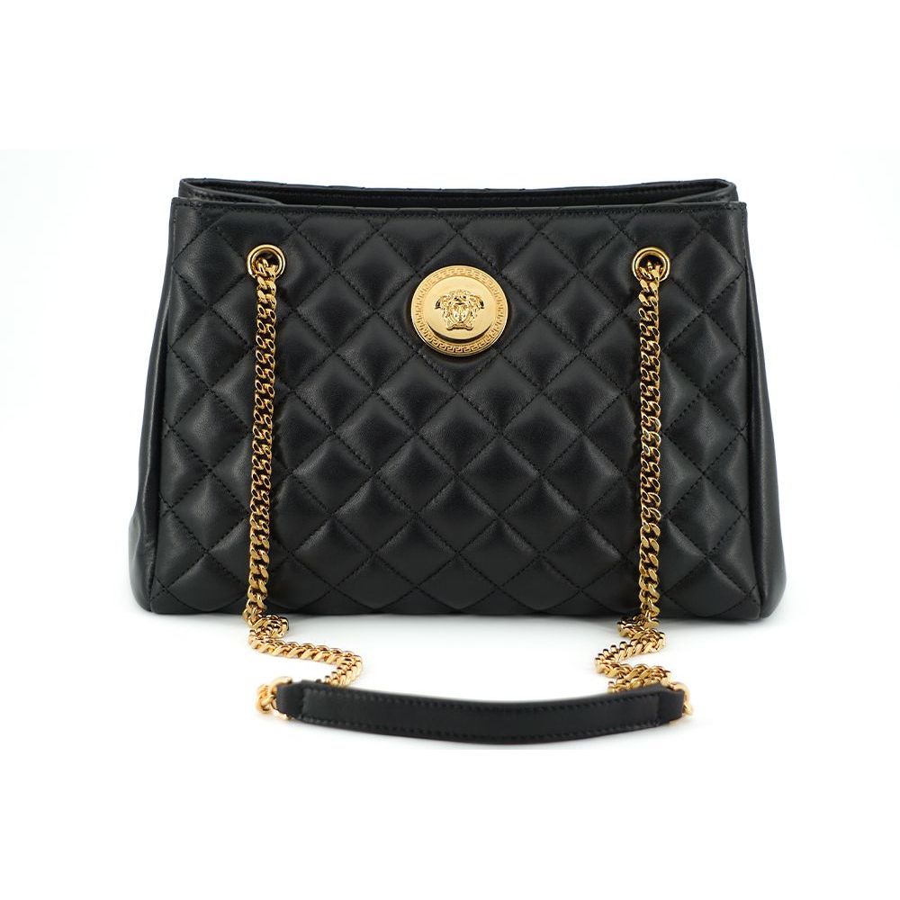 Versace Elegant Quilted Nappa Leather Tote Bag