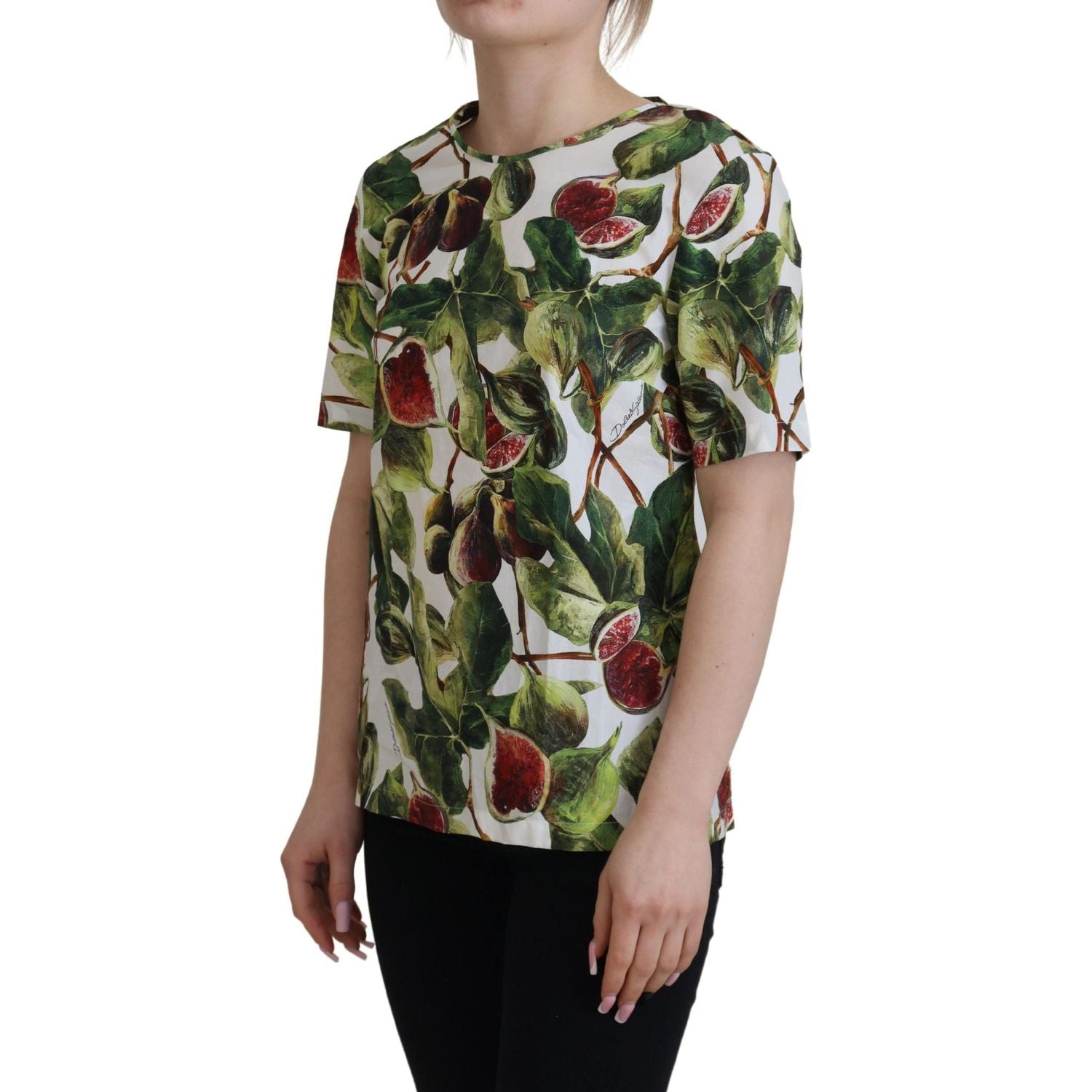 Dolce & Gabbana Crew-neck Cotton Top Blouse Fruit T-shirt