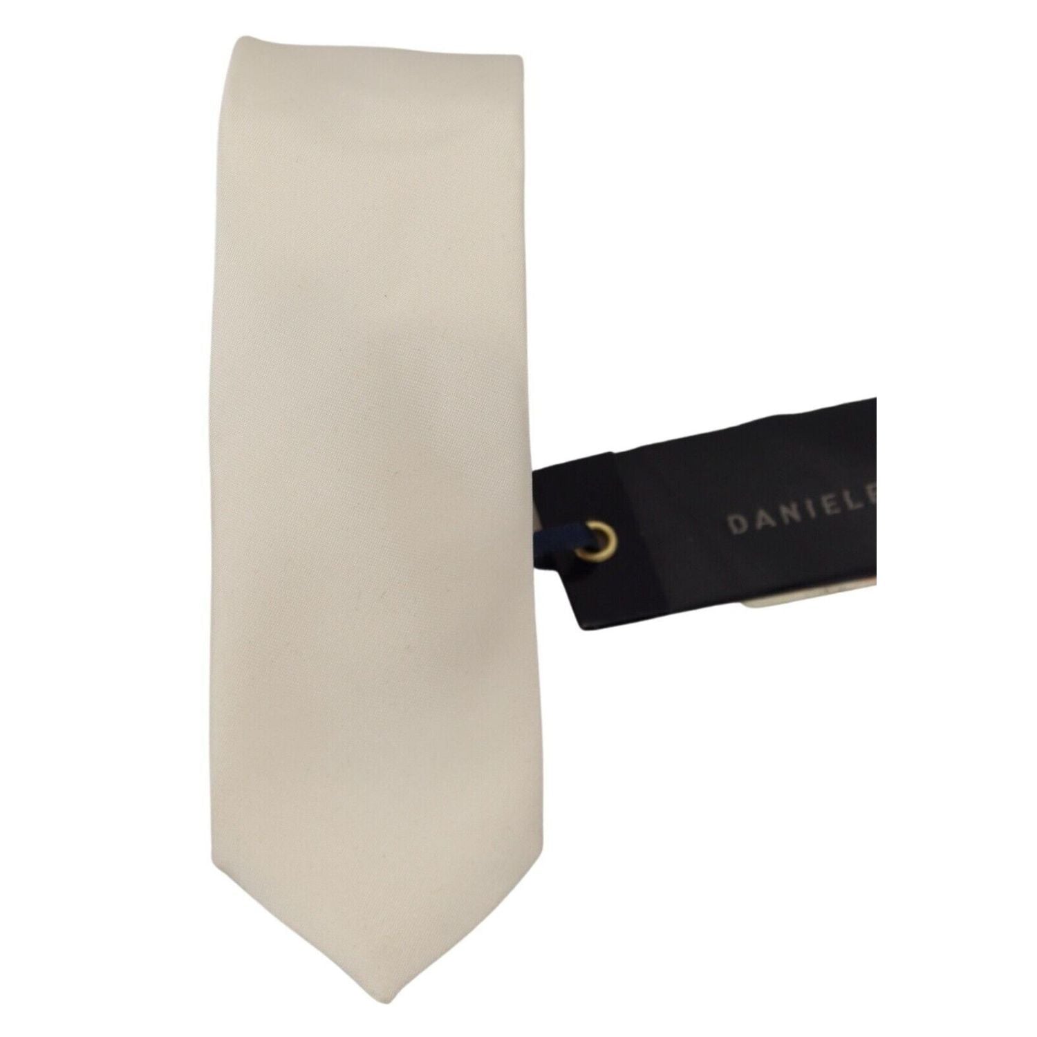 Daniele Alessandrini Off White Silk Men Necktie Adjustable Accessory Tie