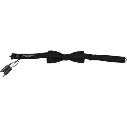 Dolce & Gabbana Black Silk Patterned Necktie Men Accessory Bow Tie