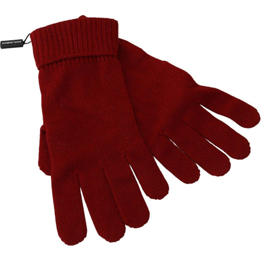 Dolce & Gabbana Elegant Red Cashmere Winter Gloves Dolce & Gabbana Dark Red