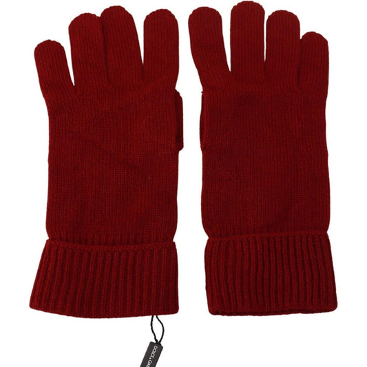 Dolce & Gabbana Elegant Red Cashmere Winter Gloves Dolce & Gabbana Dark Red