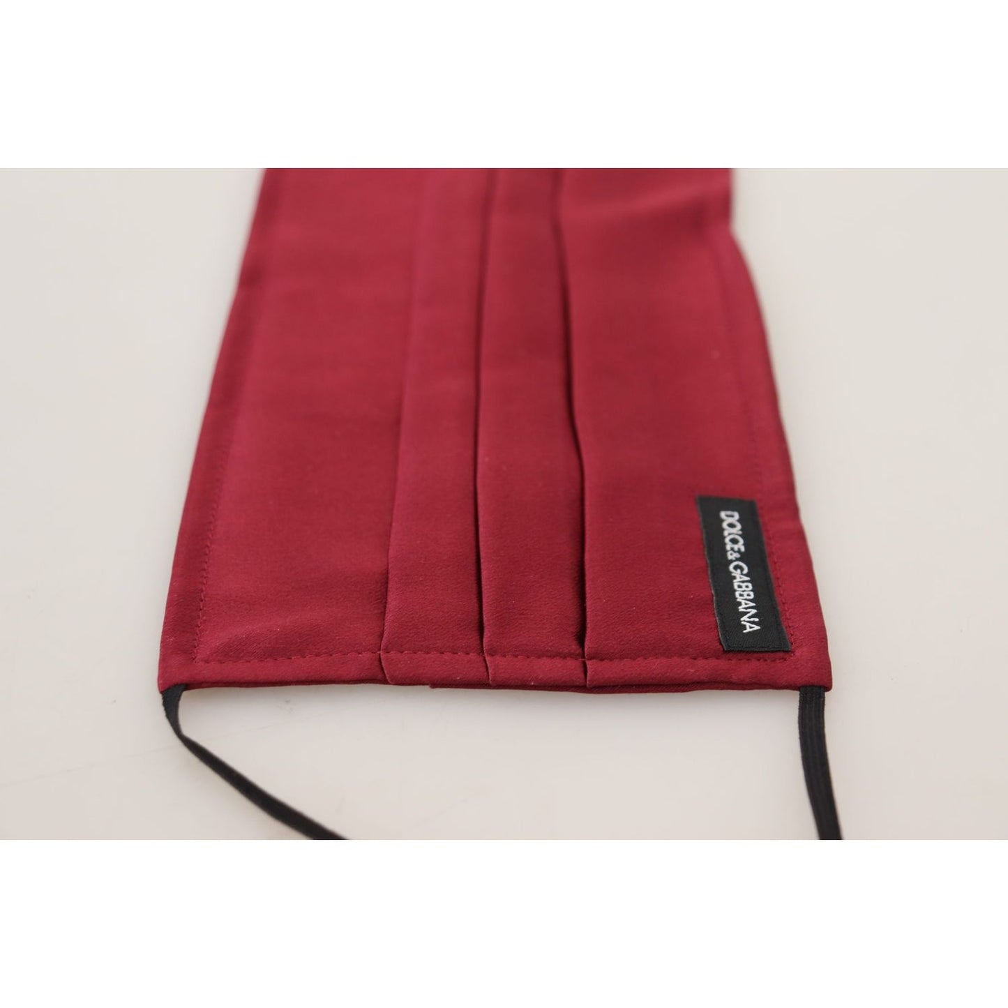Dolce & Gabbana Maroon Silk Pleated Elastic Ear Strap One Size Face Mask DEC139
