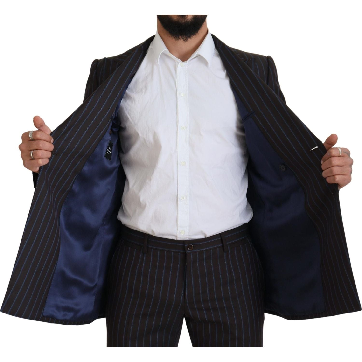 بدلة دولتشي آند غابانا الأنيقة المصنوعة من الصوف البكر باللون الأسود المخطط